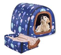 Dog Bed 2 in 1 Dog House Bed Warm Kennel Washable,Large Pet Cave Waterproof Luxury Pet House Removable,Anti Anxiety Igloo Cat Beds for Indoor Outdoor (O,36 * 32 * 28CM)