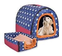 Dog Bed 2 in 1 Dog House Bed Warm Kennel Washable,Large Pet Cave Waterproof Luxury Pet House Removable,Anti Anxiety Igloo Cat Beds for Indoor Outdoor (F,105 * 80 * 75CM)