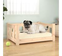 vidaXL Dog Bed 65.5x50.5x28 cm Solid Wood Pine, Brown