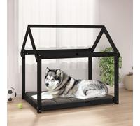 Dog Bed Black 111x80x100 cm Solid Wood Pine Berkfield Home Black One Size