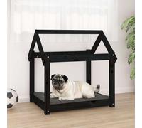Dog Bed Black 71x55x70 cm Solid Wood Pine