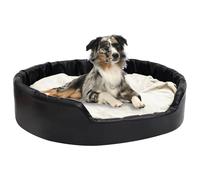 Dog Bed Black and Beige 99x89x21 cm Plush and Faux Leather
