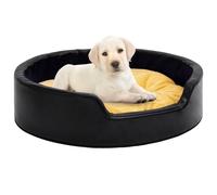 Dog Bed Black and Yellow 99x89x21 cm Plush and Faux Leather
