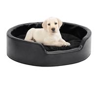 Dog Bed Black Faux Leather Plush 69x59x19cm Washable Removable Cushion Non-Slip