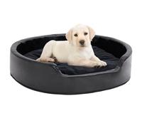 Dog Bed Black Faux Leather Plush Sofa 79x70x19 cm Washable Cushion Non-Slip Base