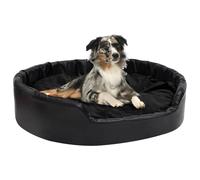 Dog Bed Black Faux Leather Plush Sofa 99x89x21cm Medium Non-Slip Washable Zip [EEK: D]