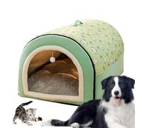 Dog Bed Cover - Cat Bed Removable Cover 2 in 1 with Ball Pendant, Flannel Hideaway for Cats, House for Large Dogs, Indoor Caves