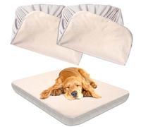 Dog Bed Covers Replacement Washable 100% Waterproof Dog Bed Sheets, Soft & Noiseless Pet Bed Cover, 2 Pack, 30" x 20" Beige