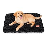 Dog Bed Crate Pad - Rosette Pattern White Velvet Pet Bed Anti-Slip Comfy Kennel Pad for Crates Rosette Black M