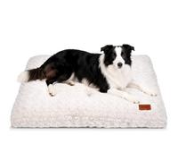 Dog Bed Crate Pad - Rosette Pattern White Velvet Pet Bed Anti-Slip Comfy Kennel Pad for Crates Rosette White L