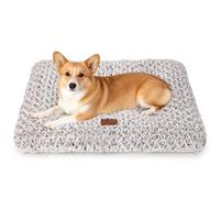 Dog Bed Crate Pad - Rosette Pattern White Velvet Pet Bed Anti-Slip Comfy Kennel Pad for Crates Rosette Brown M