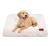 Dog Bed Crate Pad - Rosette Pattern White Velvet Pet Bed Anti-Slip Comfy Kennel Pad for Crates Rosette White M