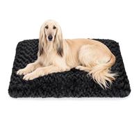 Dog Bed Crate Pad - Rosette Pattern White Velvet Pet Bed Anti-Slip Comfy Kennel Pad for Crates Rosette Black XL