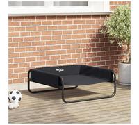 Dog Bed Elevated Foldable Steel Black 75 x 75 x 30 cm Breathable Mesh Guardrails