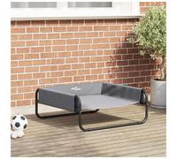 Dog Bed Elevated Steel Frame Light Grey 75x75x30cm Breathable Outdoor Foldable