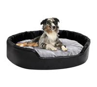 Dog bed faux leather & plush, Black/Grey 90x79x20 cm luxury pet sofa orthopedic