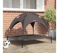 vidaXL Raised Dog Bed with Removable Roof Brown L Steel