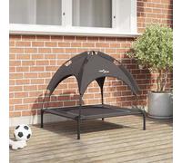 vidaXL Raised Dog Bed Brown Polyester, Metal Medium