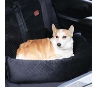 Dog Bed for Car Back Seat, Detachable and Washable Booster Seat with Seatbelt for Large Dogs or 2 Medium Small Dogs, Anti-Slip Grey Travel Dog Car Bed