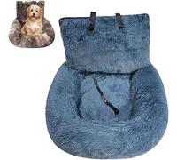 Dog Bed for Car - Fluffy Pet Travel Seat with Safety Straps Removable Washable Cushions Comfortable Portable Carrier Booster Carseats in All Vehicles Indoor Travel (Navy,M-72 * 60cm)