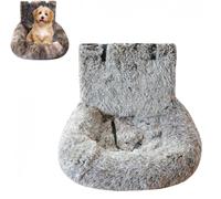 Dog Bed for Car - Fluffy Pet Travel Seat with Safety Straps Removable Washable Cushions Comfortable Portable Carrier Booster Carseats in All Vehicles Indoor Travel (Coffee,S-60 * 60cm)