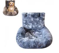Dog Bed for Car - Fluffy Pet Travel Seat with Safety Straps Removable Washable Cushions Comfortable Portable Carrier Booster Carseats in All Vehicles Indoor Travel (M-72 * 60cm,Grey)