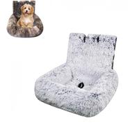 Dog Bed for Car - Fluffy Pet Travel Seat with Safety Straps Removable Washable Cushions Comfortable Portable Carrier Booster Carseats in All Vehicles Indoor Travel (S-60 * 60cm,Light Grey)