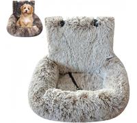 Dog Bed for Car - Fluffy Pet Travel Seat with Safety Straps Removable Washable Cushions Comfortable Portable Carrier Booster Carseats in All Vehicles Indoor Travel (Khaki,S-60 * 60cm)