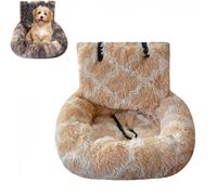 Dog Bed for Car - Fluffy Pet Travel Seat with Safety Straps Removable Washable Cushions Comfortable Portable Carrier Booster Carseats in All Vehicles Indoor Travel (M-72 * 60cm,Pattern-Beige)