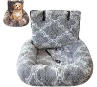 Dog Bed for Car - Fluffy Pet Travel Seat with Safety Straps Removable Washable Cushions Comfortable Portable Carrier Booster Carseats in All Vehicles Indoor Travel (M-72 * 60cm,Pattern-Grey)