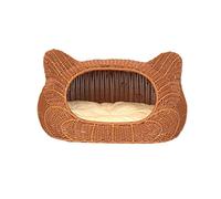 Dog Bed for Large Medium Small Dogs, Handmade Rattan Pet House Cat Litter Kennel Removable And Washable Small Dog Bite Seasons Nest Exquisite Workmanship(B)