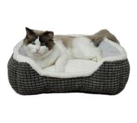 Dog Bed for Small Dogs,Cute Cat Bed for Indoor Cats,Washabel Super Soft Durable Kitten Bed and Puppy Bed, Anti-Slip & Water-Resistant Bottom,Luxury Square Grey Small aninal Bed