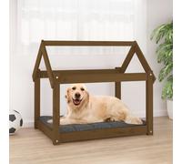 Dog Bed Honey Brown Large Solid Pine Wood 81x60x70cm Raised Minimalist Pet Bed