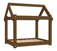 Dog Bed Honey Brown Solid Pine Wood 71 x 55 x 70 cm with Soft Cushion, Non-Slip Mat, Washable Cover for Puppy, Senior, Pet, Outdoor and Car