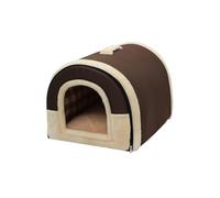 Dog Bed House 2-in-1 Dog Tent Washable Pet House Self-Warming Pet Cave Beds Plush Cat Nest with Removable Cushion Foldable Puppy Igloo with Top Handles (60x48x45cm)