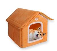 Dog Bed House Indoor Large Cat Bed Washable,Pet Cave Luxury Calming Dog House Anti Anxiety with Soft Cushion,Pet Warm Sleeping Beds Non-Slip Kennel (M-37 * 34 * 40CM,Orange)