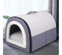Dog Bed Indoor Dog House, 2 In 1 Foldable Cat Igloo Beds with Anti Anxiety Removable Cushion Puppy Calming Dog Kennel, Waterproof Warm Cat Cave (70 * 55 * 45cm,Blue)
