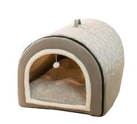 Dog Bed Large Pet Cave, 2 IN 1 Dog House Cat Igloo, Cozy Sleeping Bag for Dogs, Winter Warm Puppy Nest with Detachable Cushion, Foldable Washable (XL:75x50x50cm,Grey)