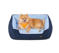 Feandrea Dog Bed, Linen-Look Pet Bed, Dog Sofa Bed with Raised Edges, Non-Slip Bottom, Removable Washable Cover, M, for Small Dogs, 70 x 55 x 21 cm, Pale Blue PGW010Q01