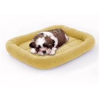 Dog Bed Medium Soft Fleece Pet Cushion,Lamb Wool Dog Bolster Bed,Calming Cat Sleeping Basket Non-Slip Dog Bed for Dog Cat Puppies (70 * 55cm-L,Yellow)