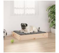 Dog Bed Natural Solid Pinewood 61.5x49x9 cm Small Raised Rustic Wooden Pet Sofa