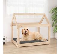 Dog Bed Natural Solid Pinewood 81x60x70 cm Raised Wooden Pet Sofa Cozy Mat Plus