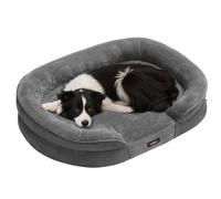 Feandrea Dog Bed, Large Orthopaedic Dog Sofa Bed, 91 x 68 x 18 cm, Egg Crate Foam, Waterproof Liner, Raised Edges, Removable and Washable Cover, Non-Slip, Slate Grey PGW282GN01