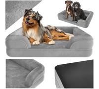 Tectake Dog Bed Kimba - Orthopaedic, Thick Padding, Raised Edge, Washable Cover L (94 X 72 X 18 Cm) - Grey