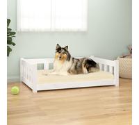 vidaXL Dog Bed Pet Bed Dog Sofa Wooden Frame Kennel White Solid Wood Pine