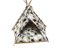 Dog Bed Pet Tent with Removable Washable Mat, Indoor Wooden House for Small and Medium Dogs and Cats, Comfortable and Cozy Design