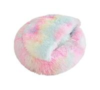 Dog Bed, Rainbow Cat Bed, Cozy Burrow Dog, Plush Donut Pet Bedding, Warm Calming Cushion, Soft Pet Furniture, Comfortable Sleep Nest For Cat, Small, Home, Indoor, Winter