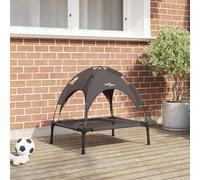 Dog Bed Raised Steel Frame Brown 62x48x61cm Breathable Indoor Outdoor Elevated