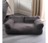 Dog Bed Sofa Cat Washable Fleece Pet Puppy Medium Cushion OHS Charcoal L
