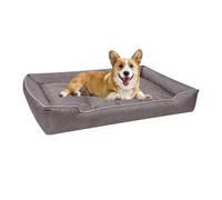 Dog Bed Soft Waterproof Pet Sofa Indoor Puppy And Kitten Bed Anti-Anxiety Dog Basket With Pillow Non-Slip Suitable For Medium To Large Cats And Dogs (Grey-beige, S:40x30cm)